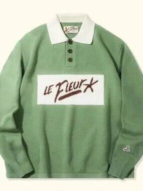 Golf le Fleur Nameplate Rugby Sweater Olive size Medium